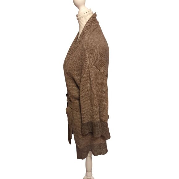 Fenn Wright Manson Women's Size 14 Brown/Beige 3/4 Sleeve Open Front Cardigan - Picture 3 of 11